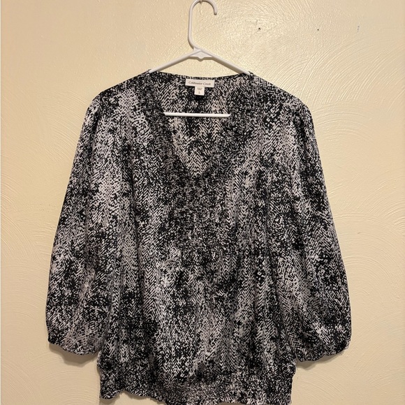 Coldwater Creek Black and White Textured Blouse - Picture 1 of 8